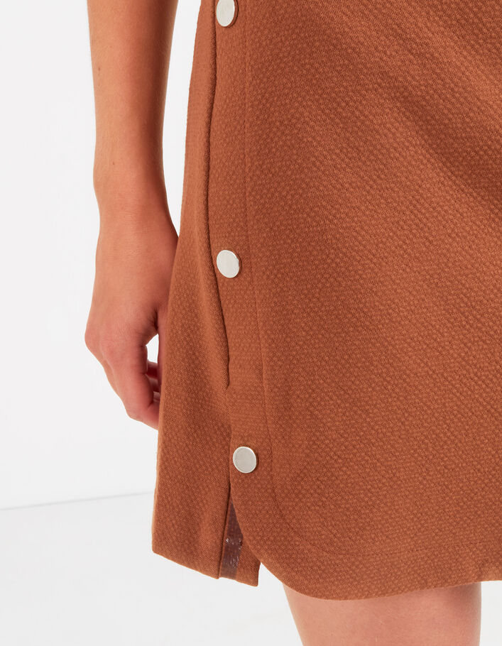 I.Code caramel short skirt with press studs on sides - I.CODE