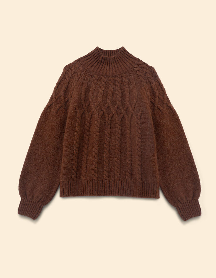 I.Code camel cable knit sweater-6