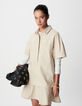 Kurzes beigefarbenes Trompe-l'oeil-Rockkleid Damen-2