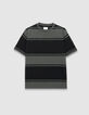 Graues Herren-T-Shirt kurze &Auml;rmel breite schwarze Streifen-4