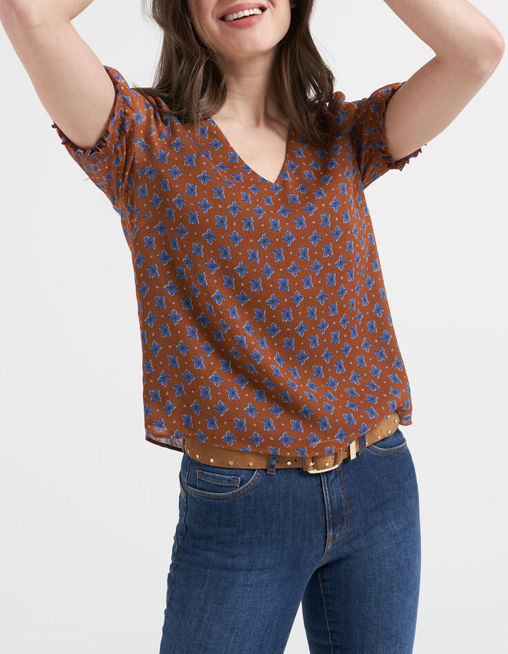 Top camel flores azules I.Code -2 Top camel flores azules I.Code -2