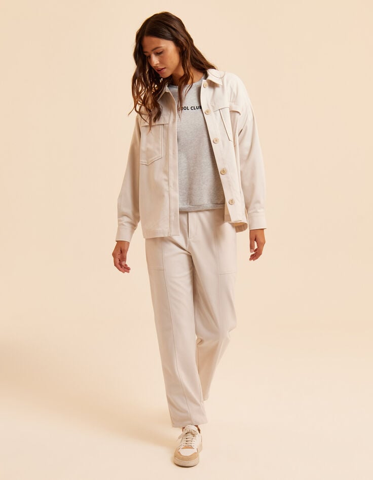 I.Code ecru cargo-style straight trousers-8 I.Code ecru cargo-style straight trousers-8