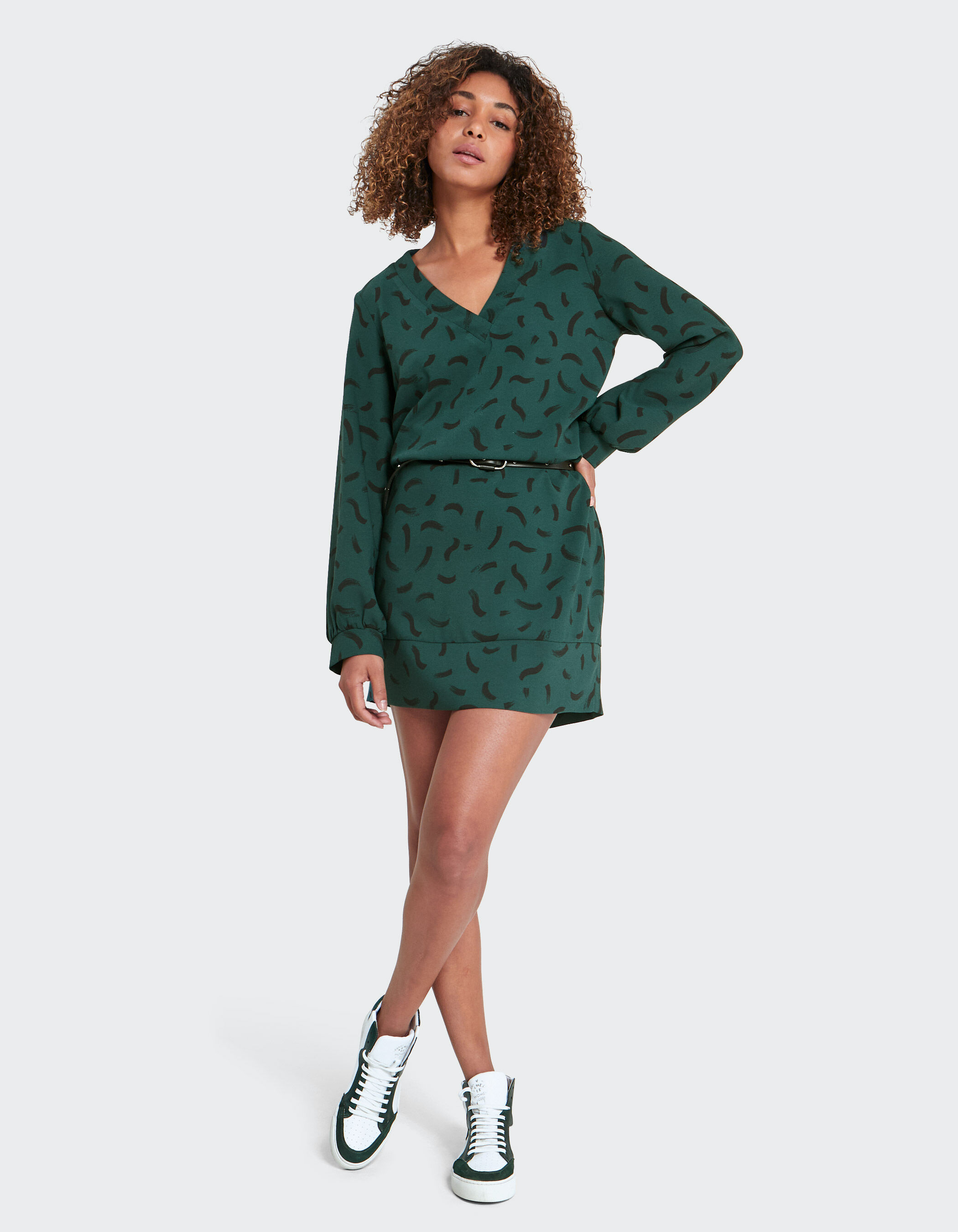 Robe vert imperial a imprime vagues I.Code