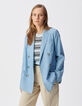 Blauw chambray colbert met dubbele borst Dames-4