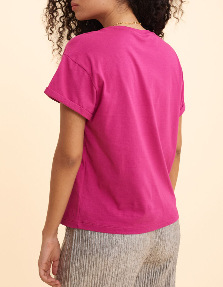 T-shirt rose message, rayures, c&oelig;urs I.Code-2
