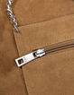 Camelbraune Hobo Veloursledertasche-8