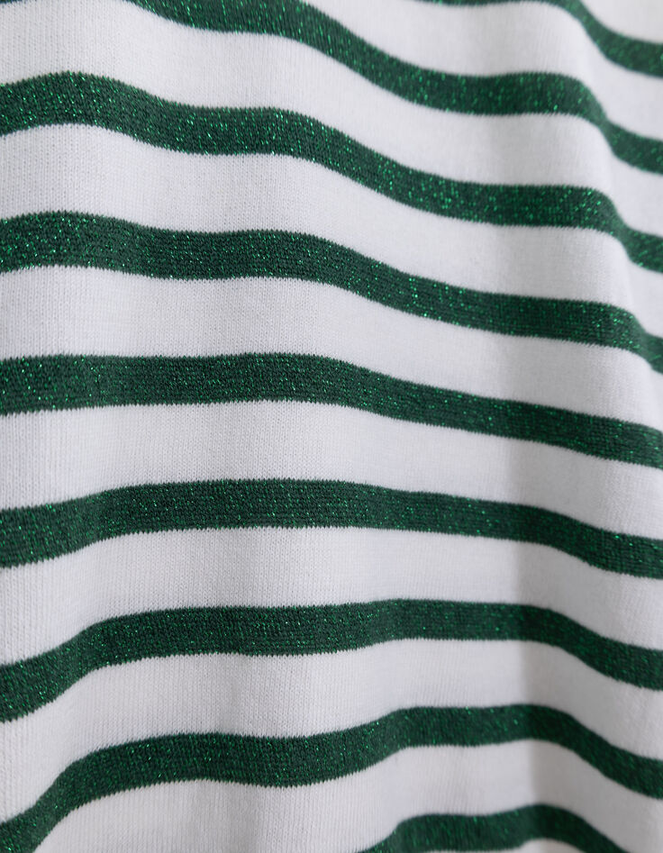 Weißer Strickpullover mit grünen Lurex-Streifen I.Code-8