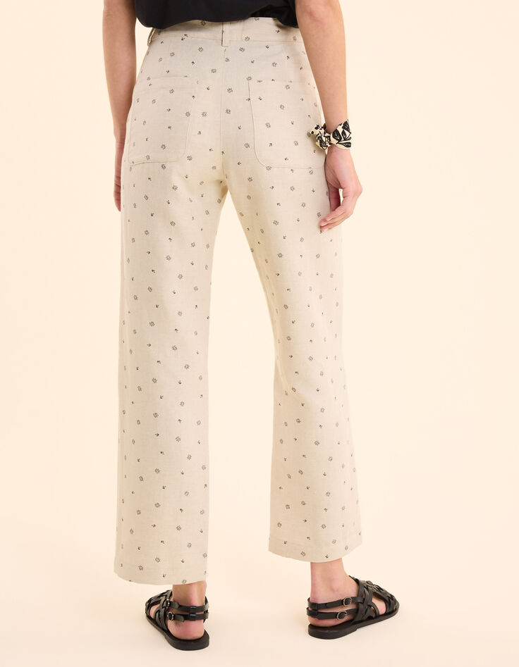 Ecru Hose mit Blümchenprint I.Code-5