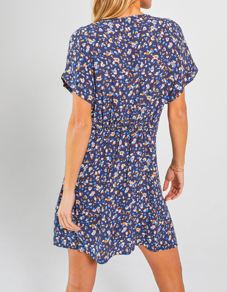 I.Code navy tachist print dress-2
