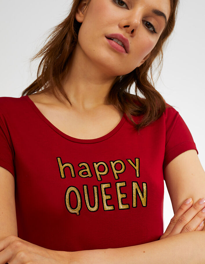 I.Code deep red Happy Queen T-shirt - I.CODE