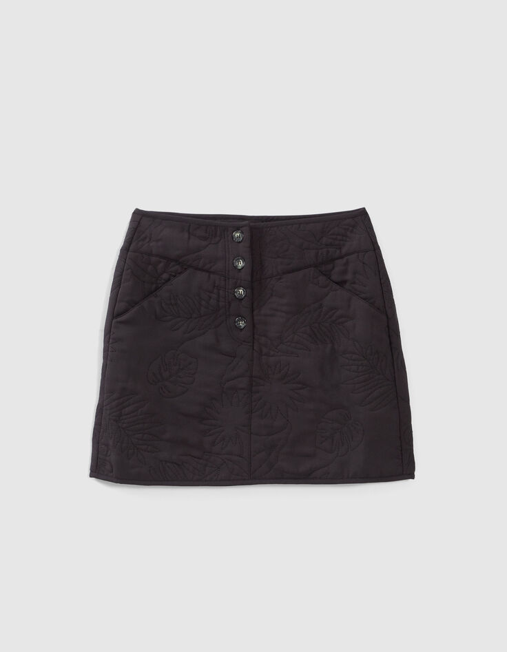 I.Code black quilted plant fabric short skirt-4