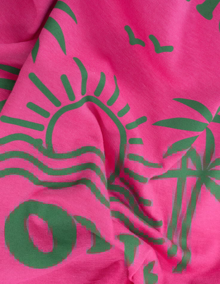 Camiseta rosa con mensaje visual de palmera I.Code-8 Camiseta rosa con mensaje visual de palmera I.Code-8