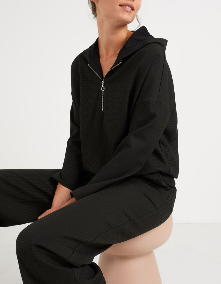 Blouse kaki zippée à carreaux et capuche I.Code-1