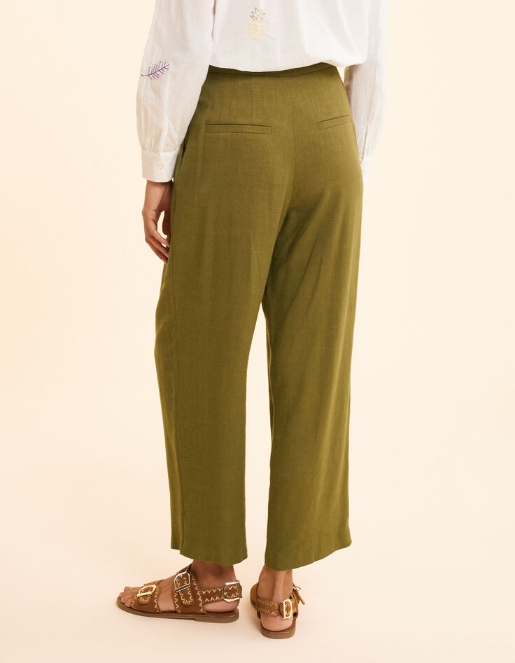 Ecru lurex krijtstreep motief pak broek I.Code-5
