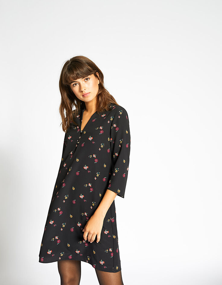 Vestido negro estampado floral I.Code-2
