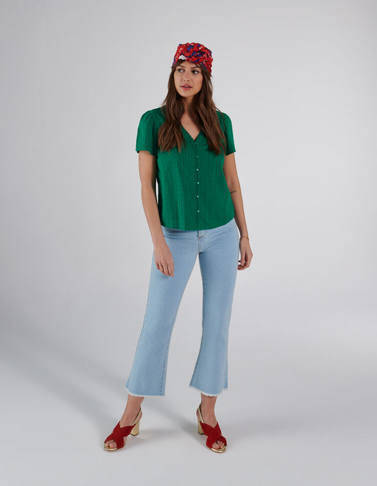 Top vert jacquard à motif rayures I.Code-6 Top vert jacquard à motif rayures I.Code-6