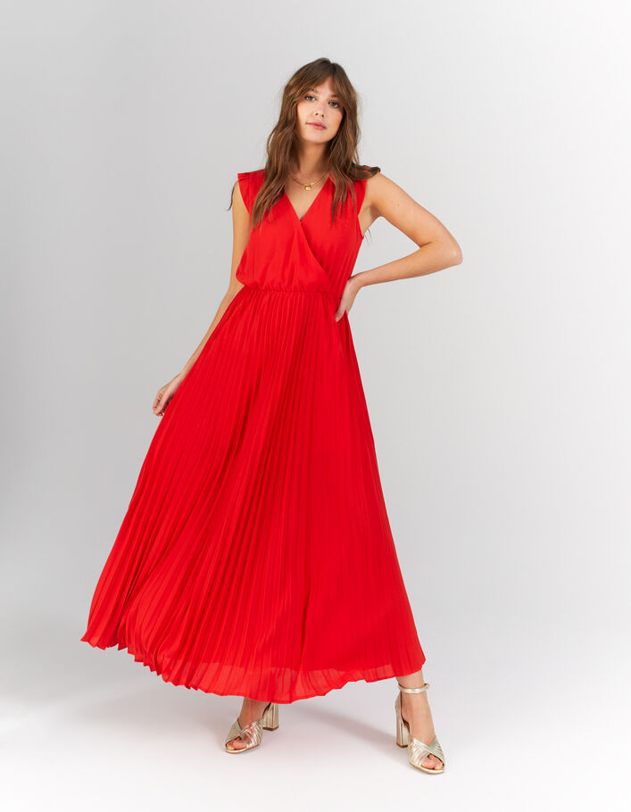 Lange cherry jurk plissé I.Code - I.CODE