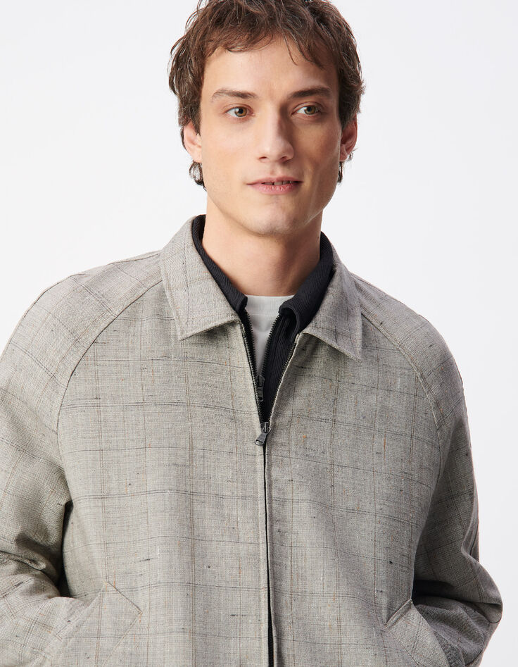 Taupe Bomberjacke Rei&szlig;verschluss Karo-5