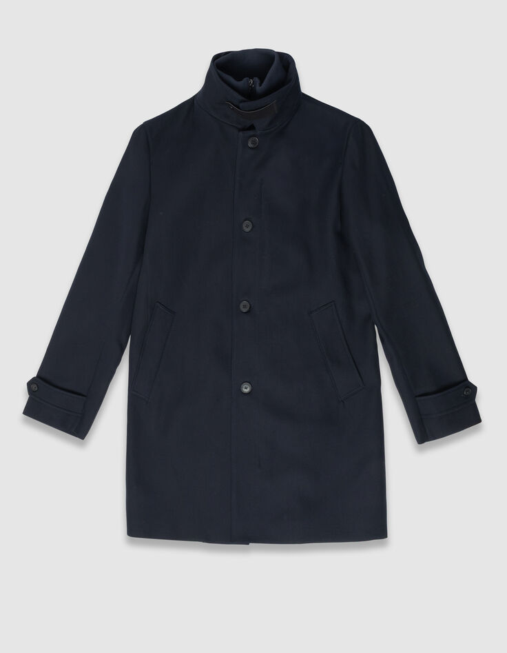 Blauer Trenchcoat mit abnehmbarem Kragen-7