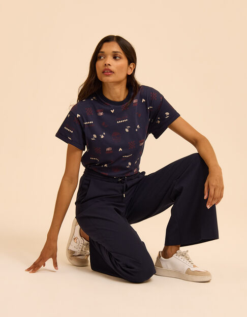 Pantalón de traje jogpant ancho azul marino I.Code