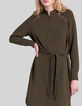 Kaki Damen-Kleid recycelt Spitzeneinsatz Ton-in-Ton-2