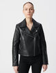 Schwarze Bikerjacke aus Leder f&uuml;r Damen-4