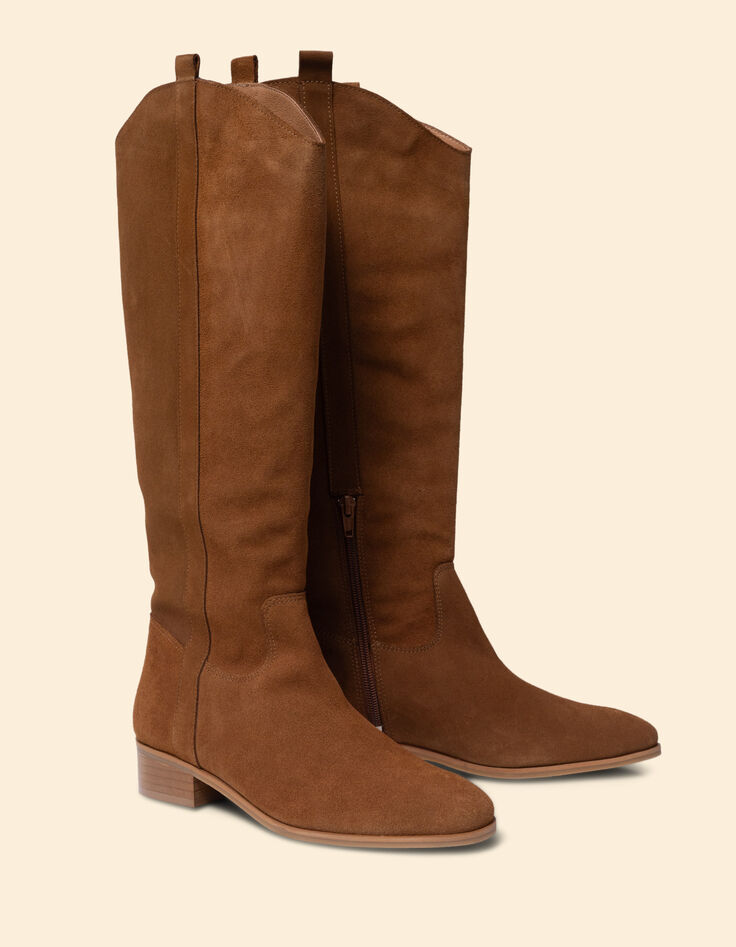 I.Code camel suede cowboy boots-5