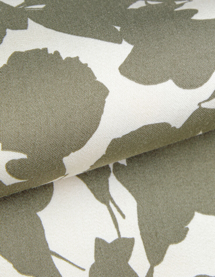 Khakifarbenes Sommerkleid im Wickel forme mit Pflanzenmuster f&uuml;r Damen-9