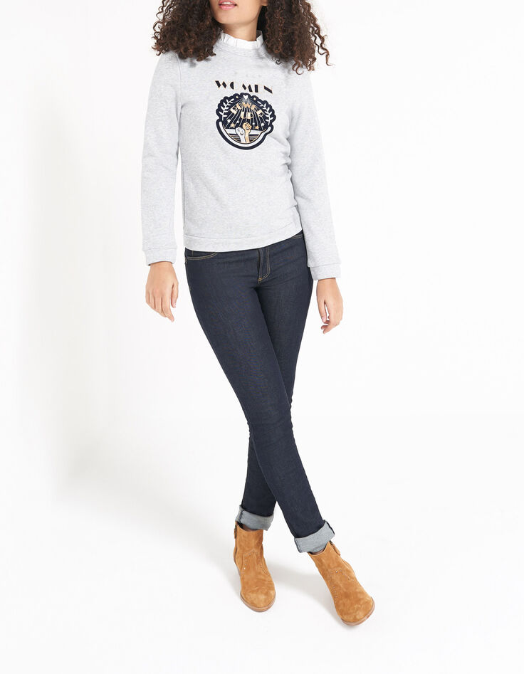 I.Code grey marl flocked sweatshirt with detachable collar-3
