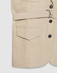 Mujer chaqueta sahariana sin mangas beige-8