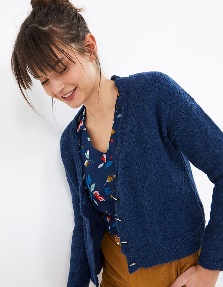 I.Code indigo openwork knit cardigan-1 I.Code indigo openwork knit cardigan-1