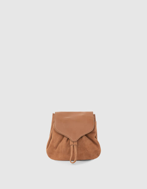 I.Code fawn mixed fabric shoulder bag