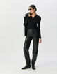 Schwarze Damen-Lederhose Jeansschnitt-1