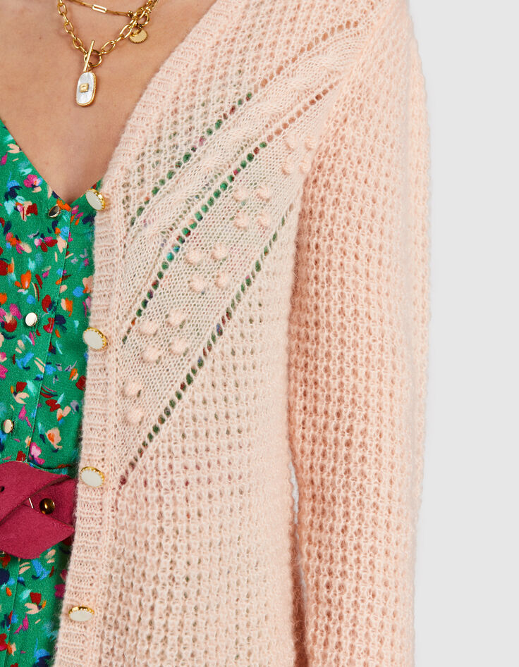 I.Code fresh pink decorative knit cardigan-3