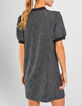 Schwarzes Kleid mit Knöpfen im Tweedlook I.Code-2