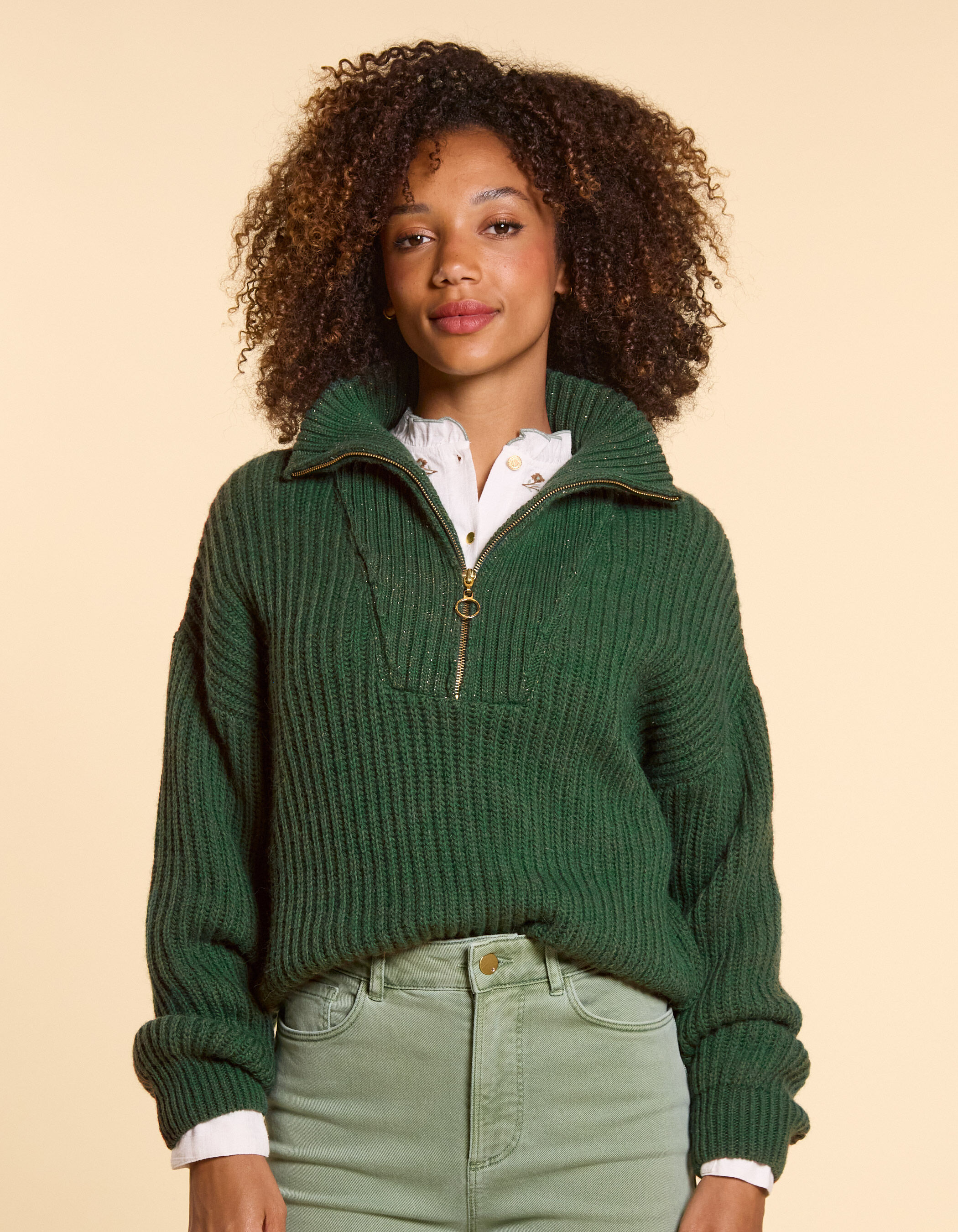 Pull camionneur vert nuit tricot I.Code