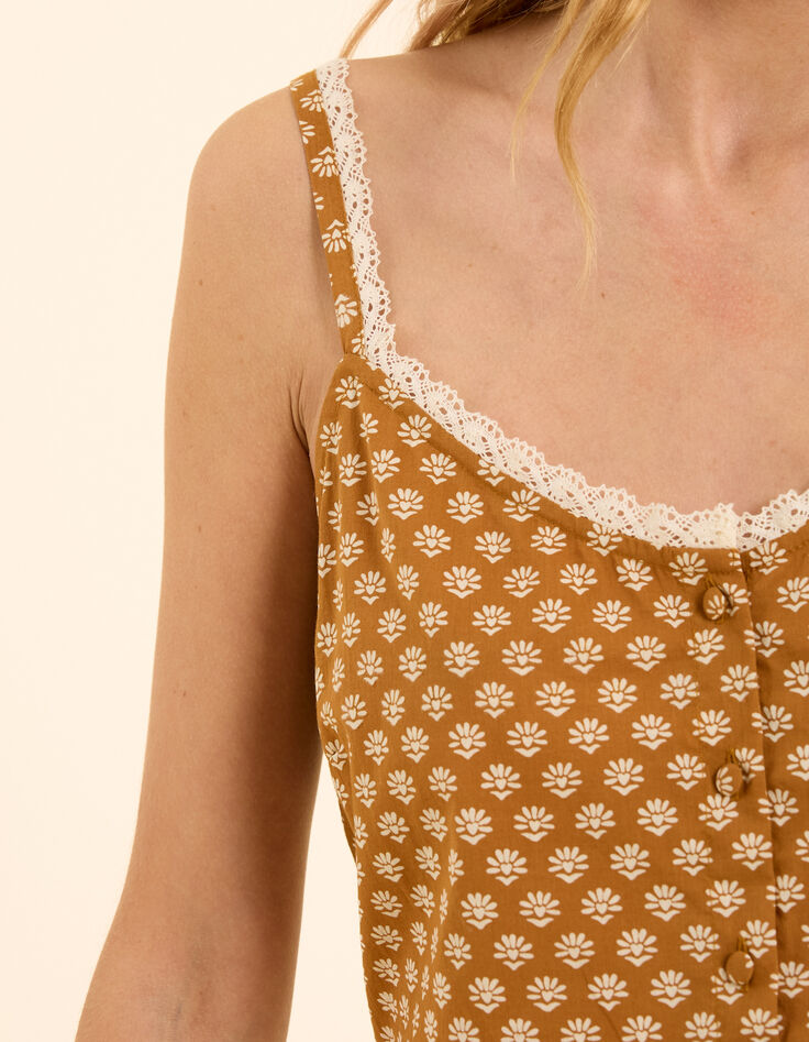 Camel top hart bloemenprint I.Code-5 Camel top hart bloemenprint I.Code-5