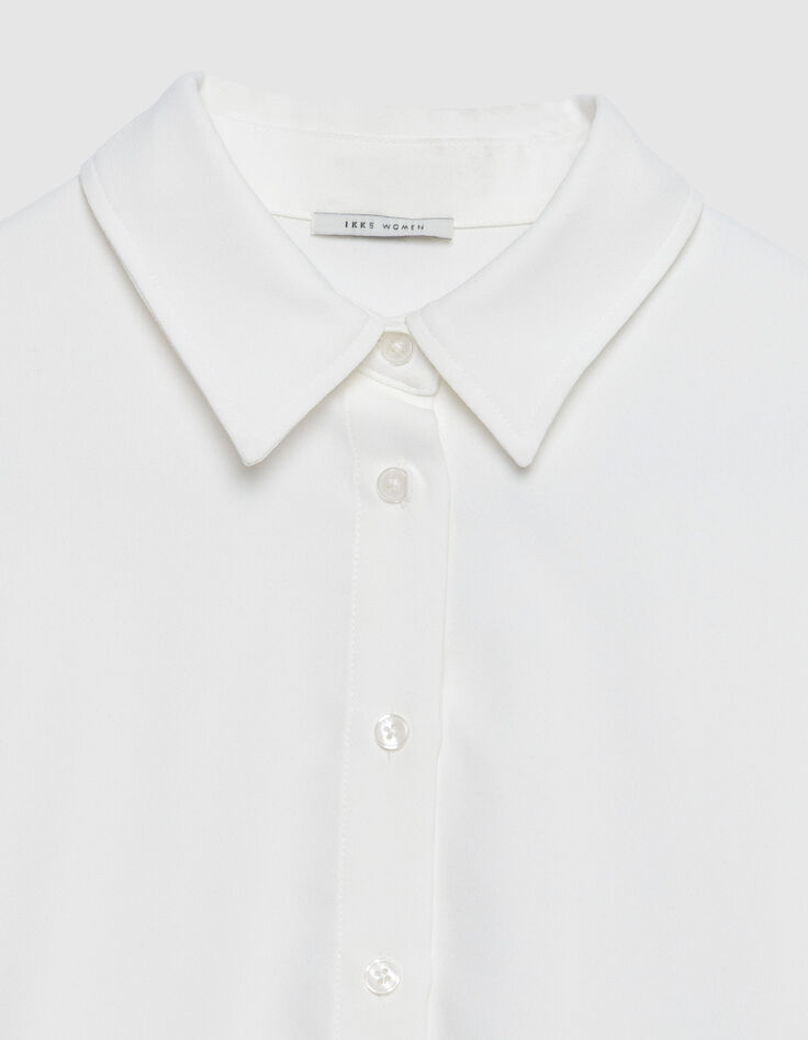 Wei&szlig;es lang&auml;rmeliges durchbrochenes Hemd f&uuml;r Damen-7