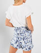 Gebroken wit T-shirt volants in twee materialen I.Code -2