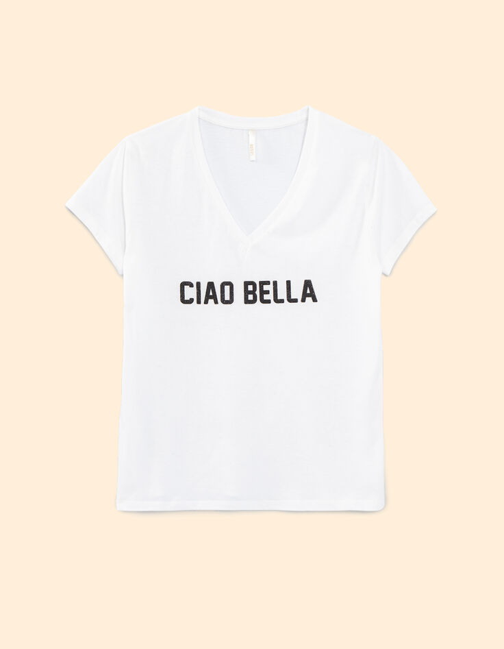 Tee-shirt blanc cassé à message I.Code-5