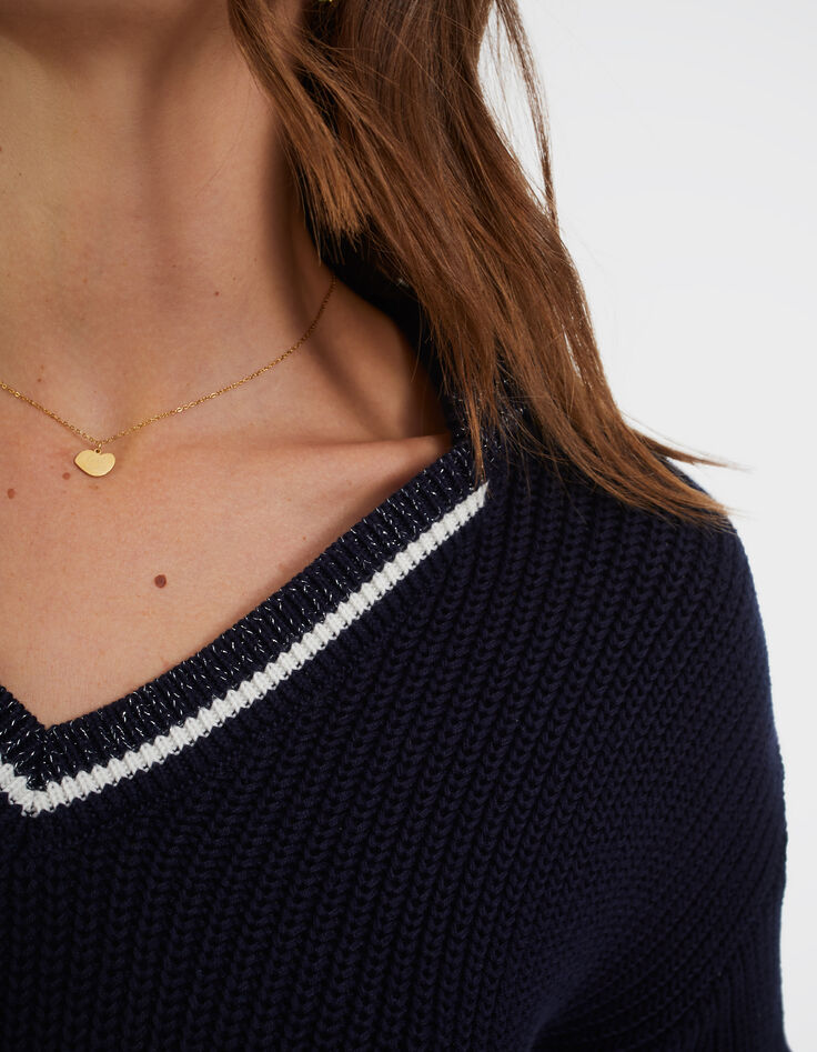 Pull marine tricot à capuche I.Code-3