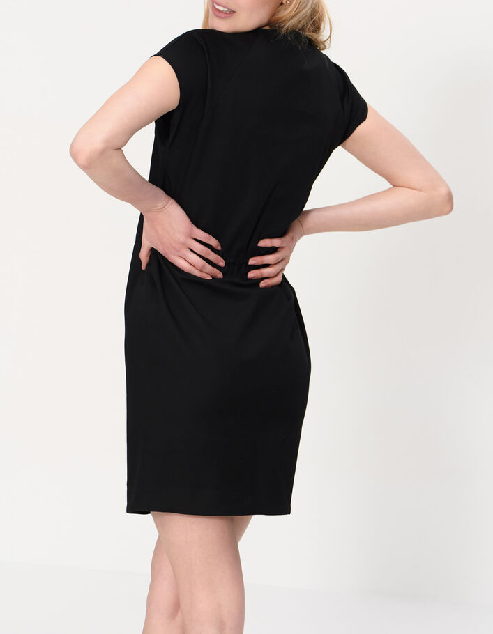 Schwarzes Kleid mit Reißverschluss und eckigem Ausschnitt I.Code - I.CODE
