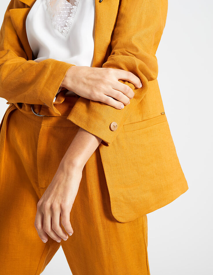 Veste curcuma en lin broche éclair I.Code-4