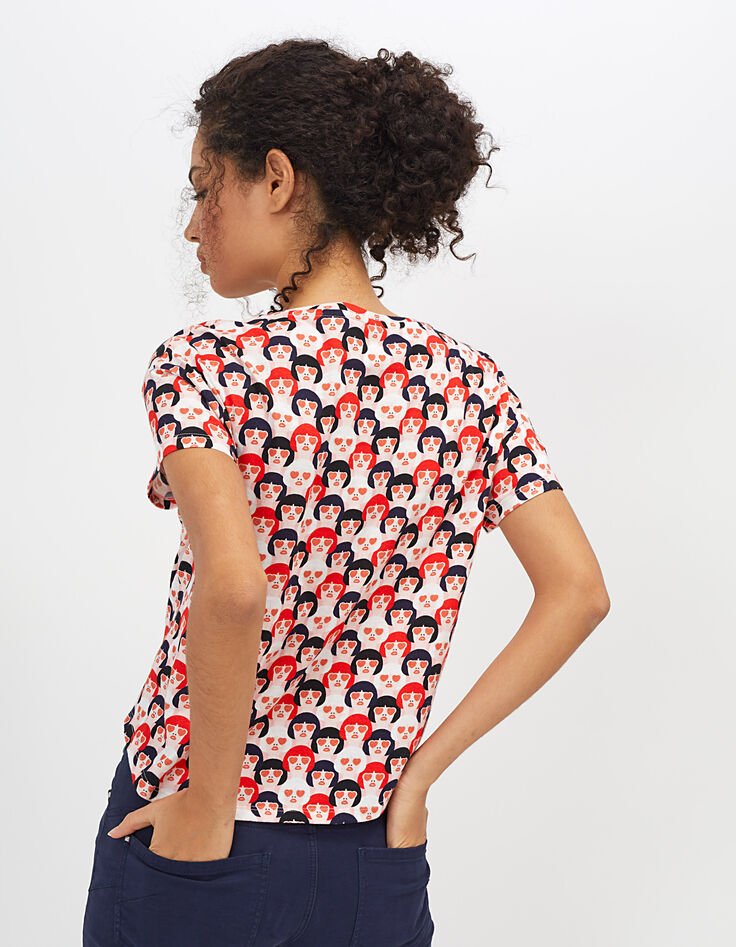 Camiseta roja estampado caras I.Code-4