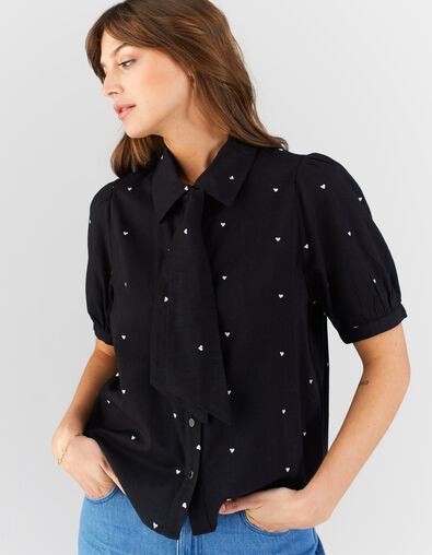 I.Code black shirt embroidered with hearts - IKKS