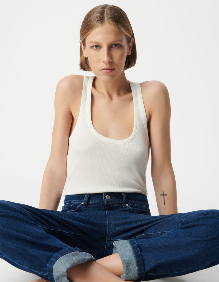 Blaue Damen-Cropped Boyfriend-Jeans-7