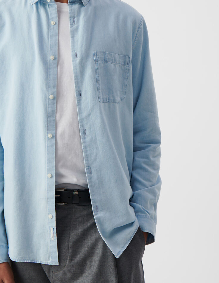 Blaues REGULAR-Herrenhemd aus Baumwolle und Lyocell&reg;-5