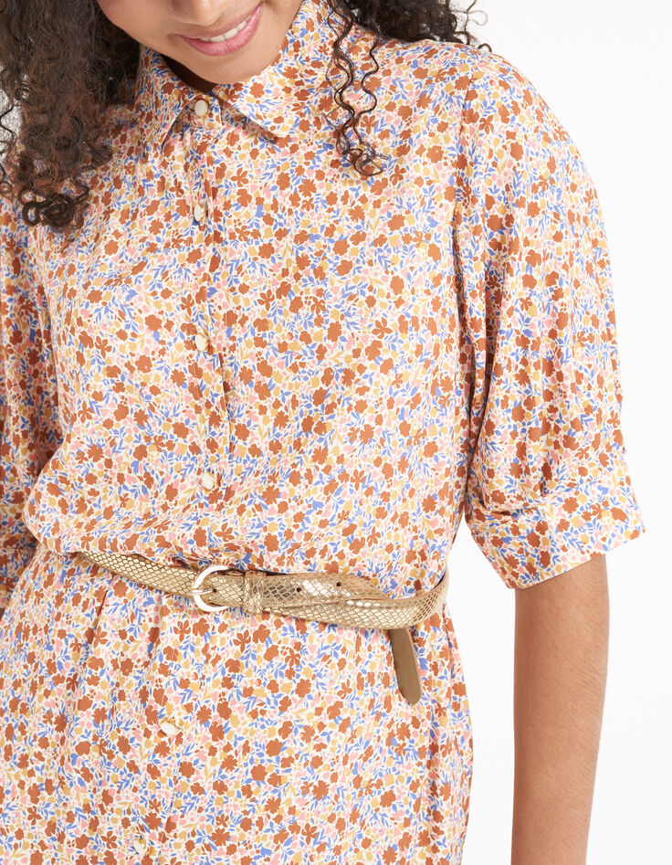 Robe chemise water pink imprimé fleurs d'été I.Code-1