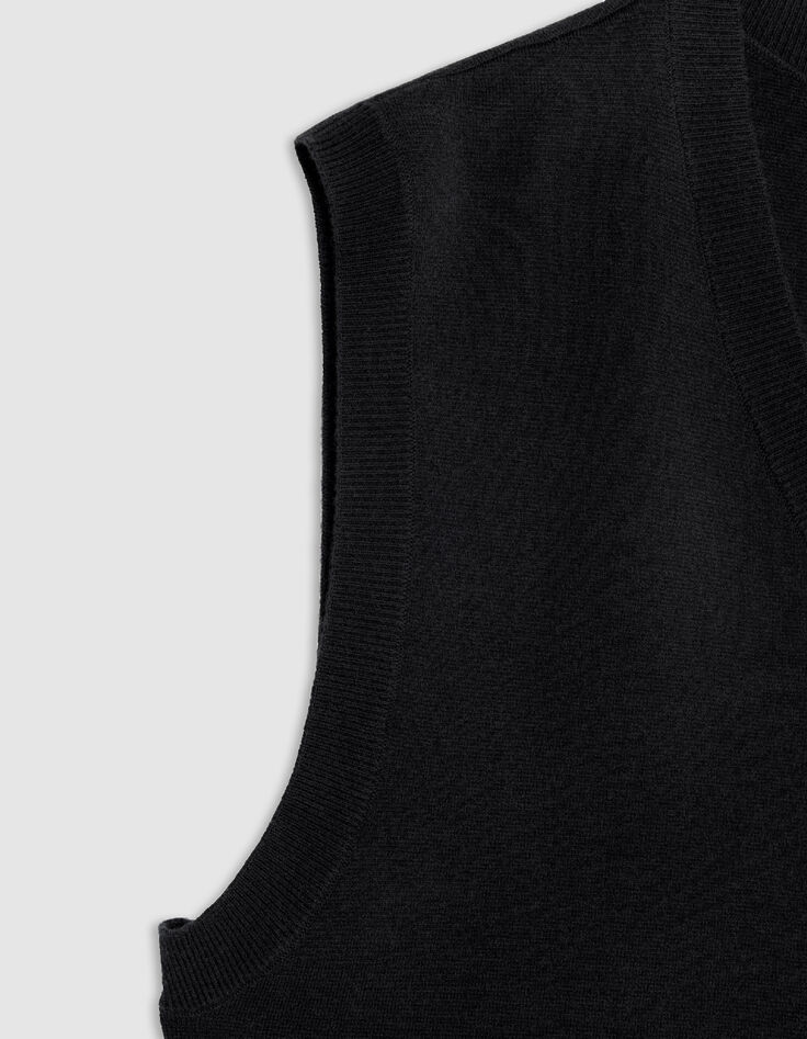 Herren V-Ausschnitt schwarzer Strickpullover ohne &Auml;rmel-8