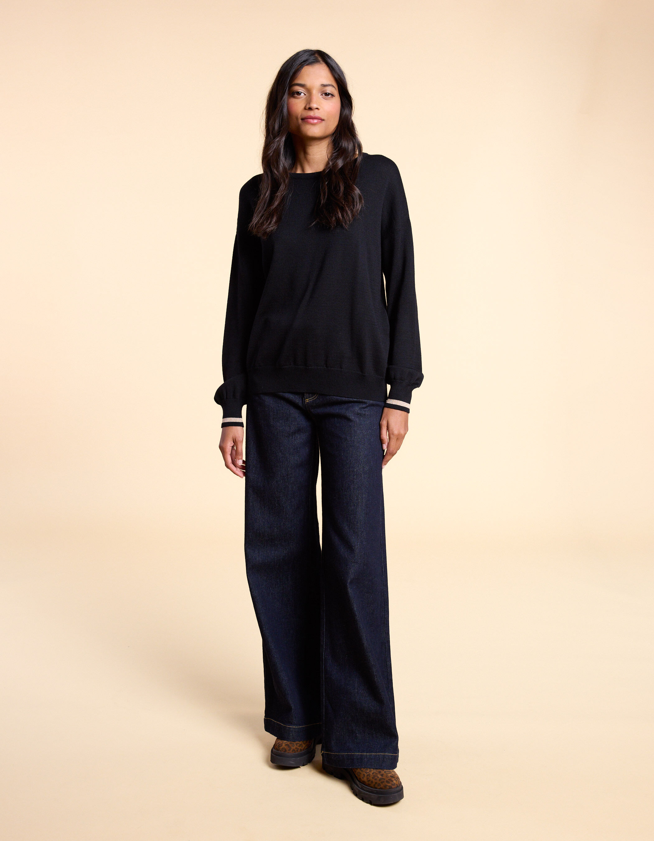 Pull noir fin on sale